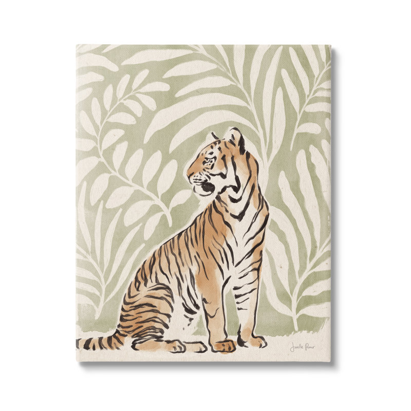 «Gallant Tiger» assis à l'aquarelle à l'encre par Janelle Penner - impression, Toile tendue, H 20 po x l 16 po x P 1,5 po