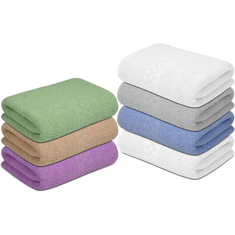 Cotton Bath Towel, Blue/Green/White