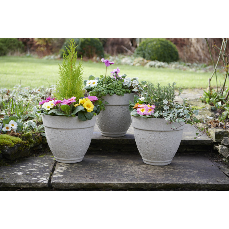 Birnam Floral Sandstone Effect Plant Pots