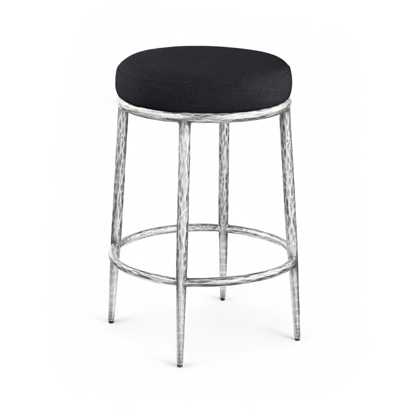 Tabouret de comptoir Ferro Hessle, Noir, Argent argent