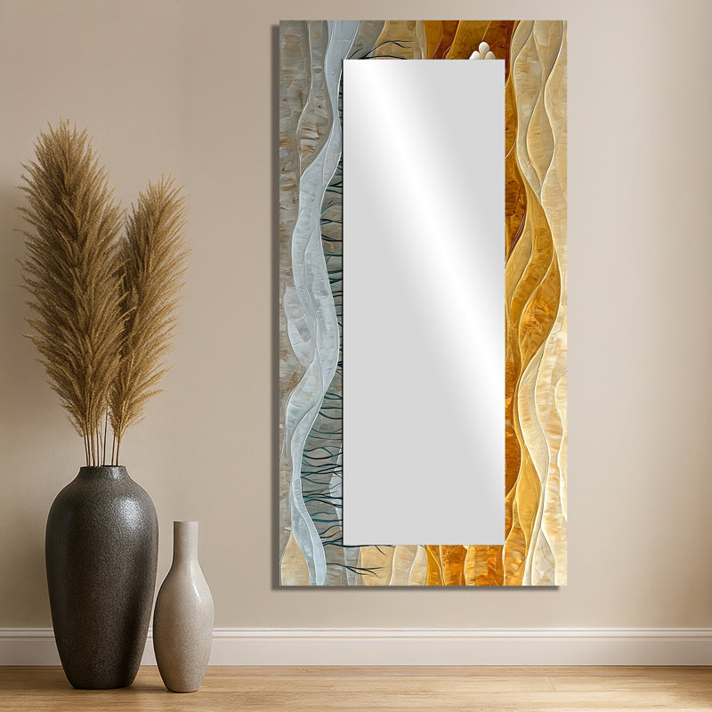 Désert fleur de bleuet I - Art mural miroir floral décoratif - imprimé sur métal, 28 po x 55 po