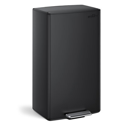 Mvm Black Trash Can, 10.6 Gal Stainless Steel Kitchen Trash Can With Foldable Pedal (Black)