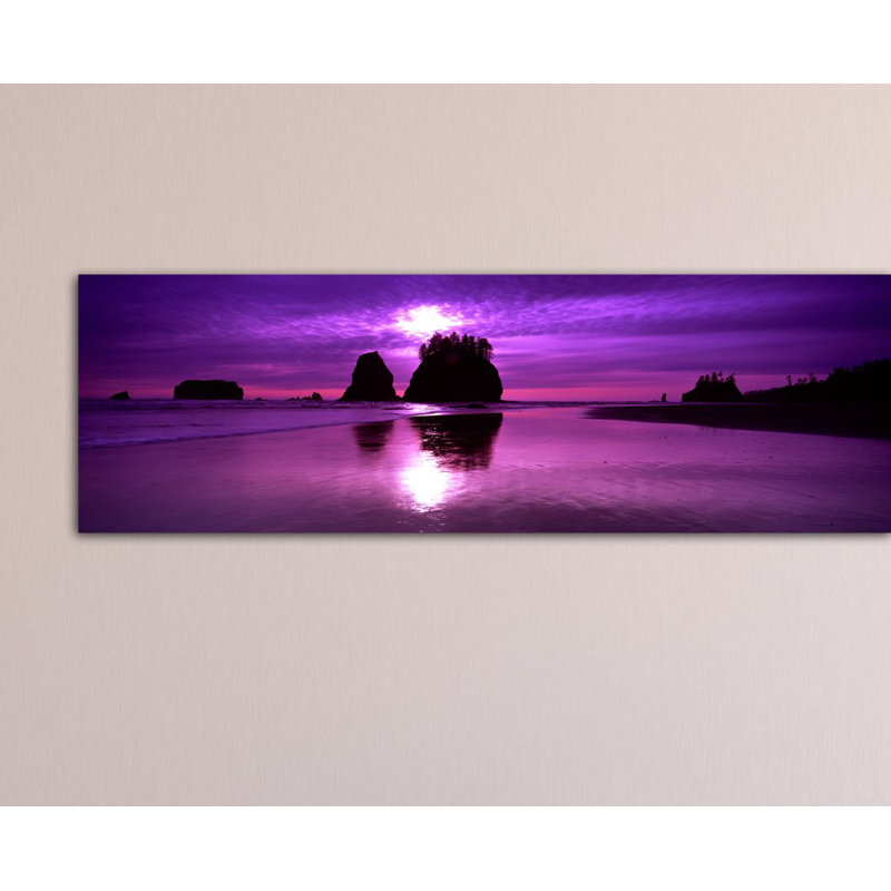 «Silhouette of Sea Stacks at Sunset, Second Beach, Parc National Olympique, Washington State», reproduction de photo sur toile tendue