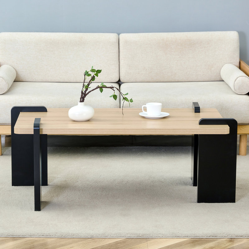 Table basse moderne en bois aggloméré pour le salon, Nature, H 16,6 po x L 43 po x l 23,6 po