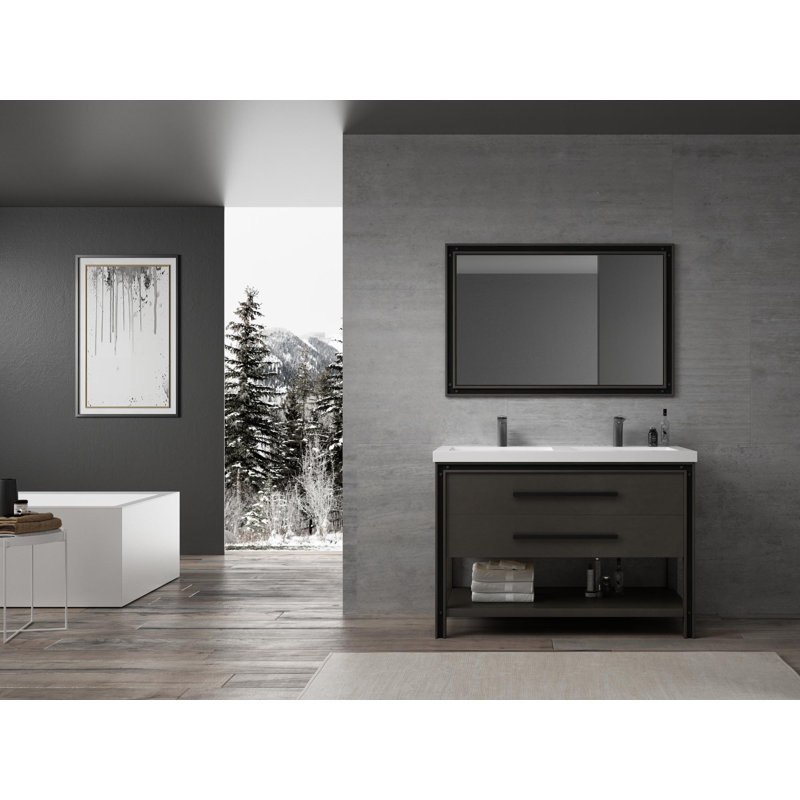 Ensemble de meuble-lavabo simple 49 po Dunmall, Chêne fumé