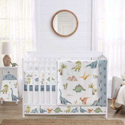 Literie 6p pour lit de bébé Sweet Jojo Designs + doublure en maille respirante Dino