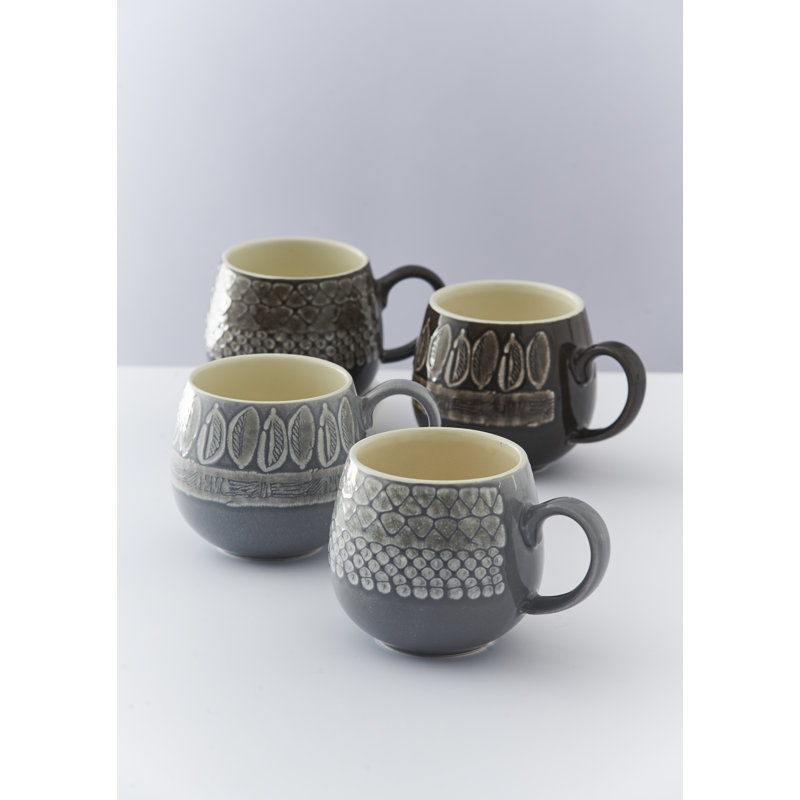 Impressions 4 Piece Mug Set, Grey