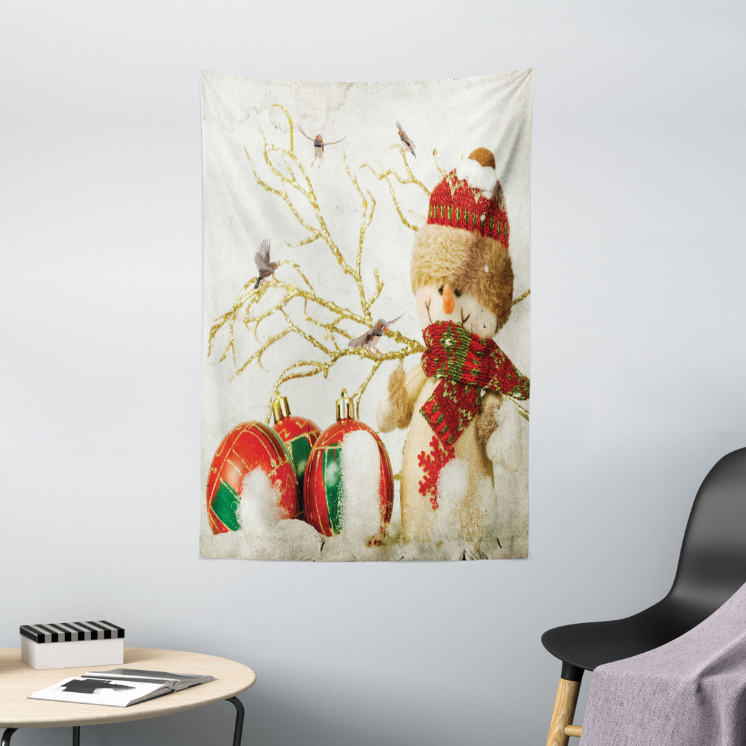 Tapisserie Schneemann mit Hut und Elementen Bunte Jolly Holiday