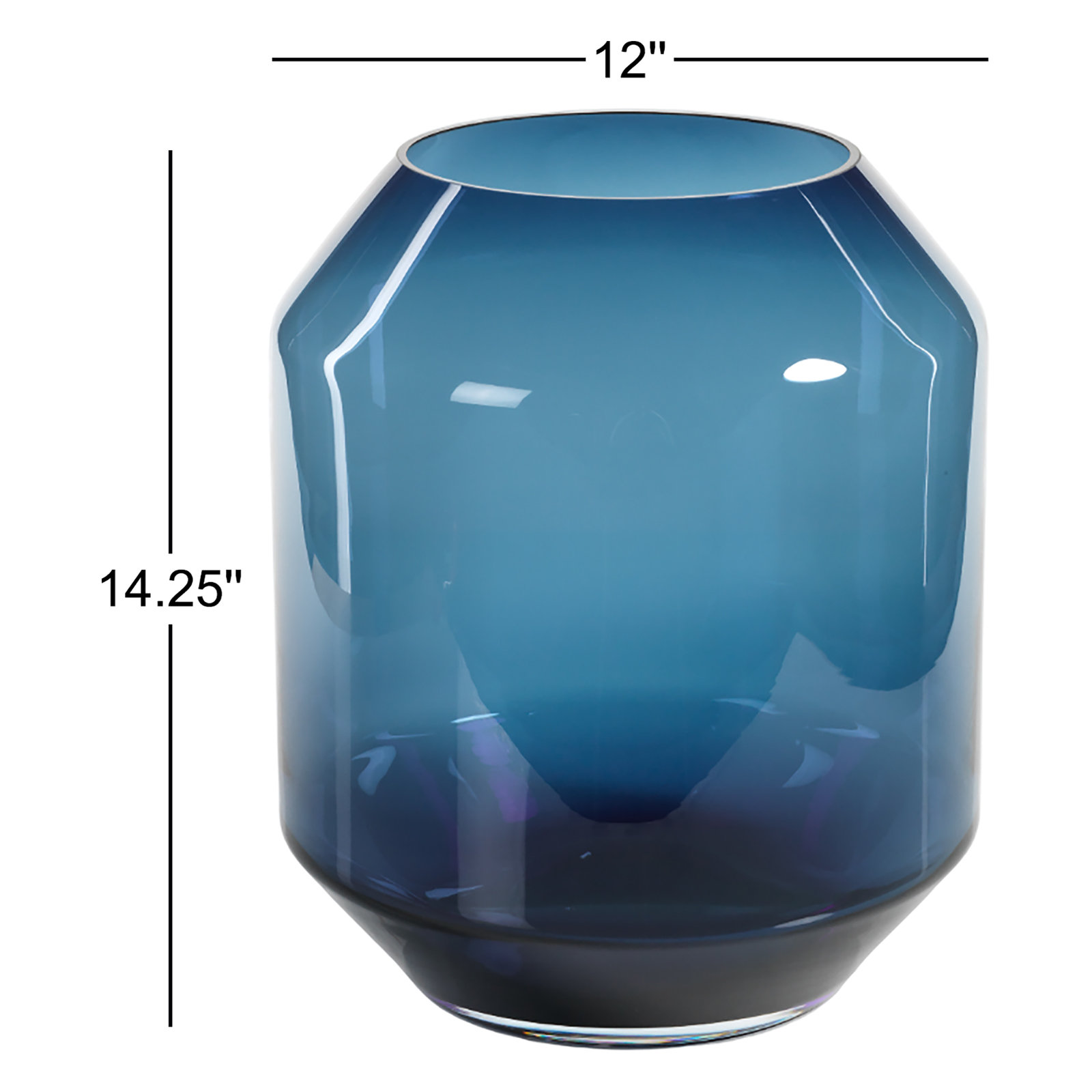Anjou Glass Hurricane Candle Holder, Midnight Blue, 14.25" H x 12" W x 12" D