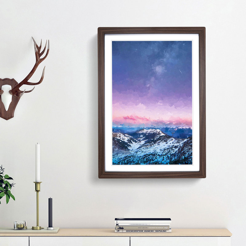 Mountain Peaks in the Dolomites Italy in Abstract - Picture Frame Graphic Art Print, Walnut Framed, 65cm H x 48cm W x 2cm D