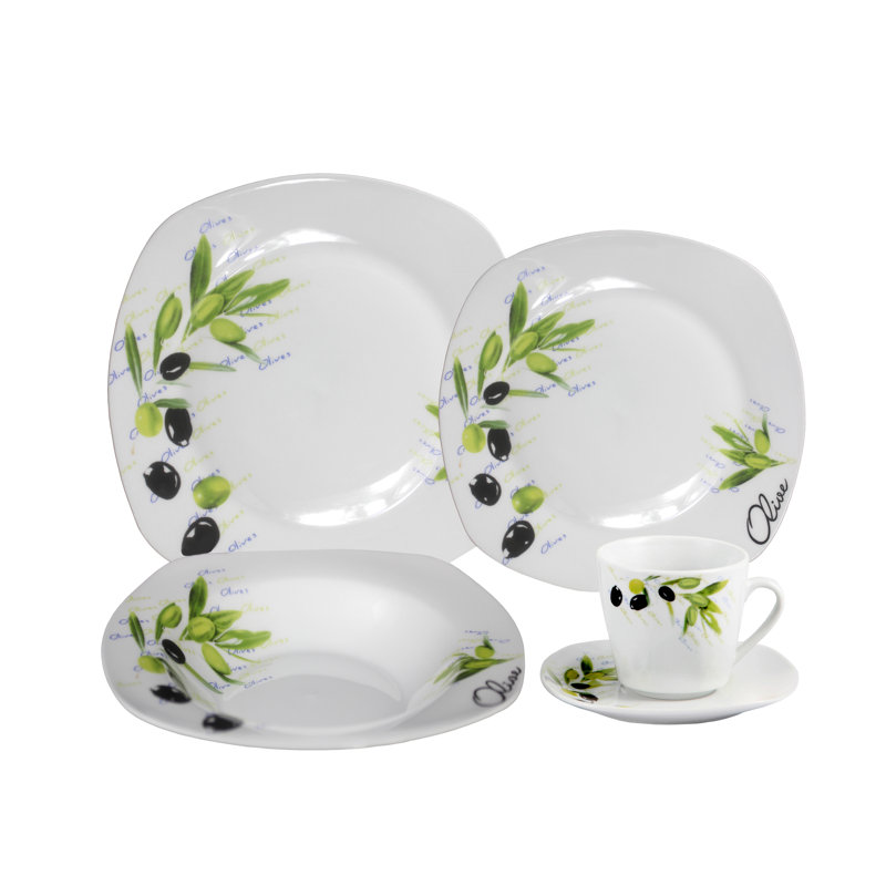 Service de table carré en porcelaine 20 pièces Lorren Home Trends, service pour 4