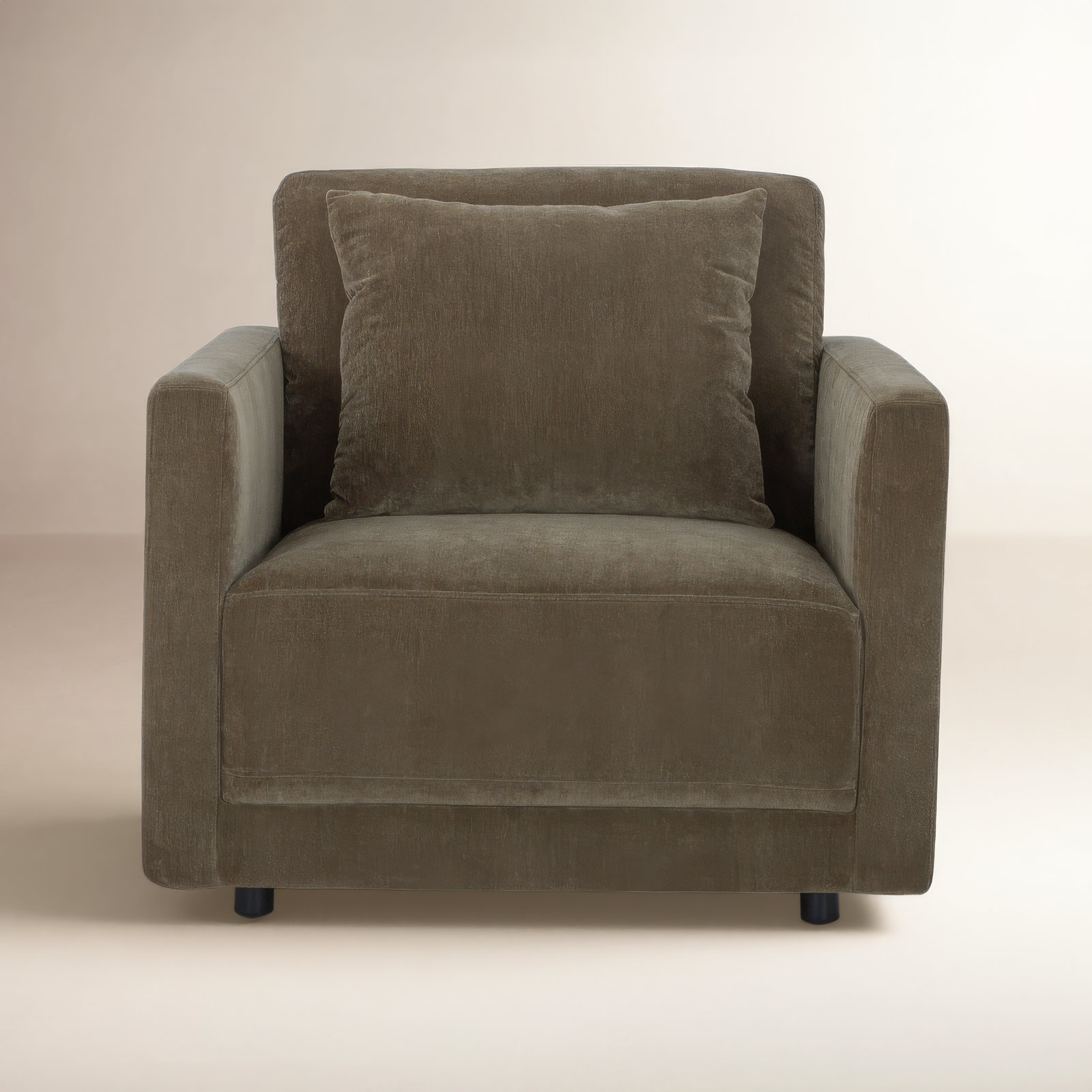 Kenji Oak Armchair, Olive Green Performance Chenille
