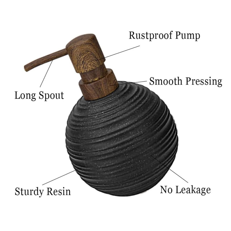 2-Pack Matte Black Sandstone Resin Soap Dispenser Set | for Bathroom & Kitchen Countertops, Black