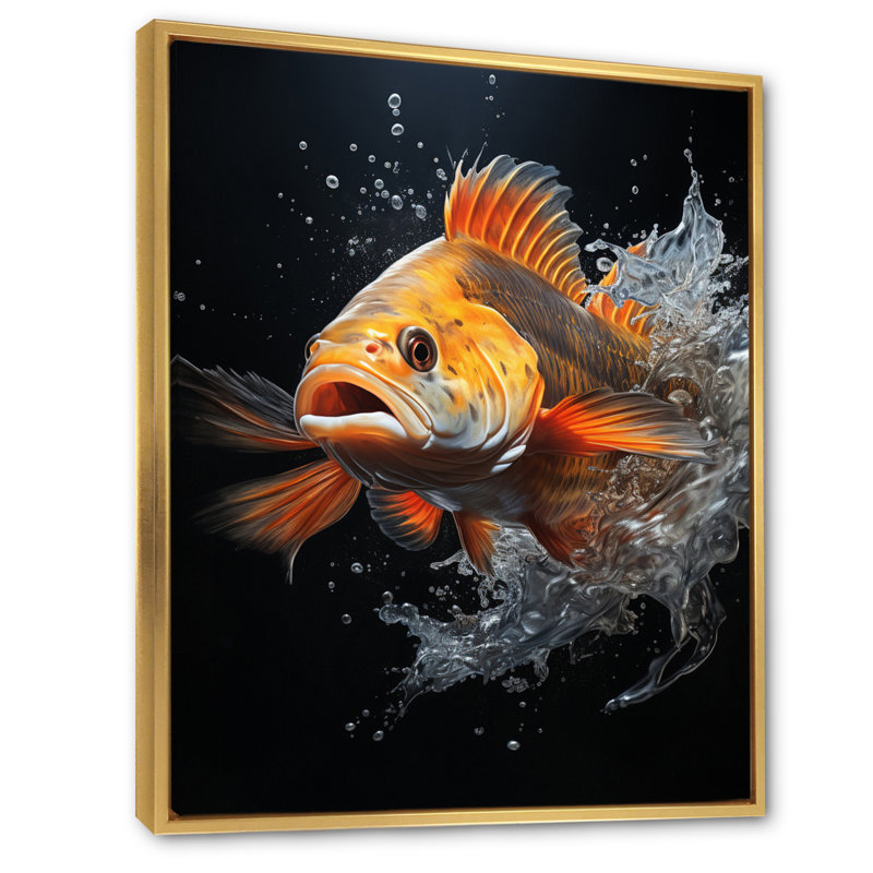 Fishing Dynamic Dive An " Fishing Dynamic Dive An ", 40" H x 30" W x 1.5" D, Gold Floater Framed