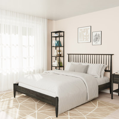 Solid Wood Bed Frame Acacia Wood Platframe,No Box Spring Needed,Queen Size Bed