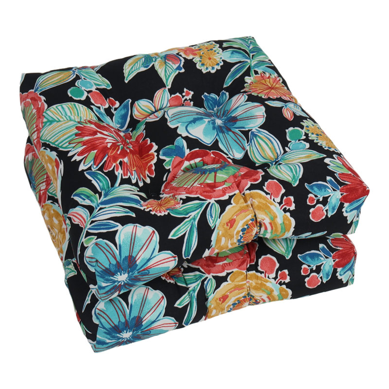 Coussins de chaise de salle à manger 19 pouces carrés (ensemble de 2), Noir / Colsen noir floral