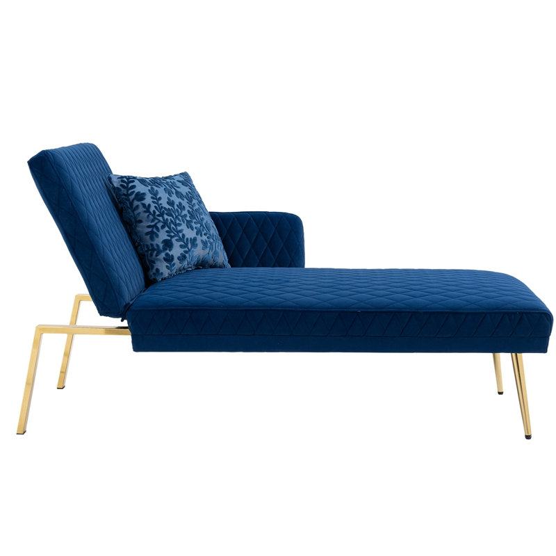 Chaise longue rembourrée Kix, 100 % polyester bleu marine