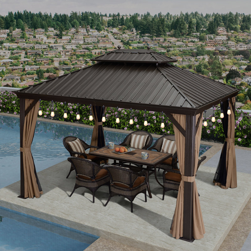 12 pi. L 10 pi. D Pavillon de jardin avec guirlande de 48 pi