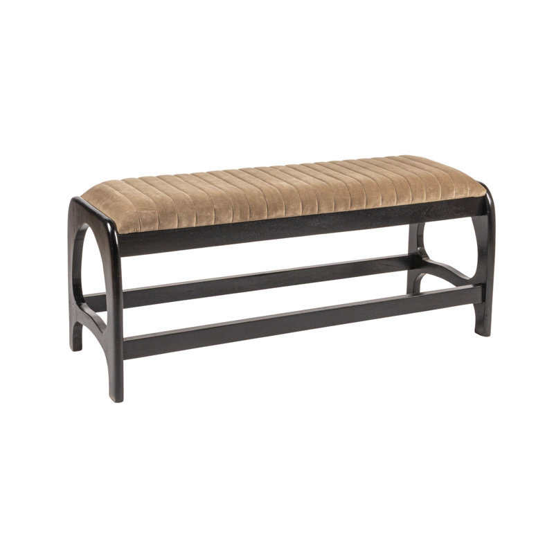 Brady Mango Wood Arch Bench, Brown Velvet