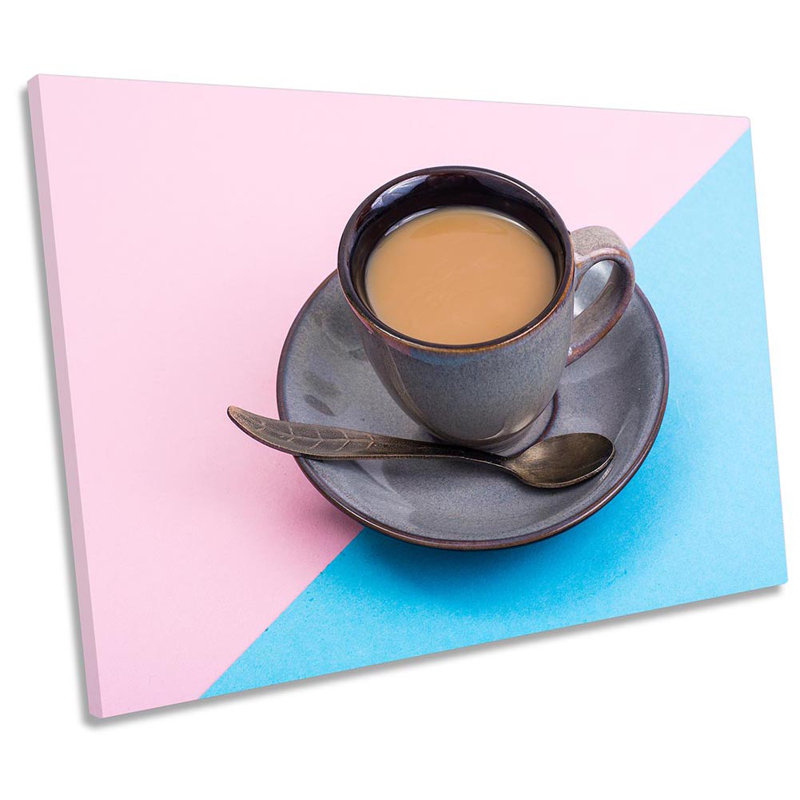 Coffee Blue Pink Kitchen - Wrapped Canvas Print, 30.5cm H x 45.7cm W x 2cm D