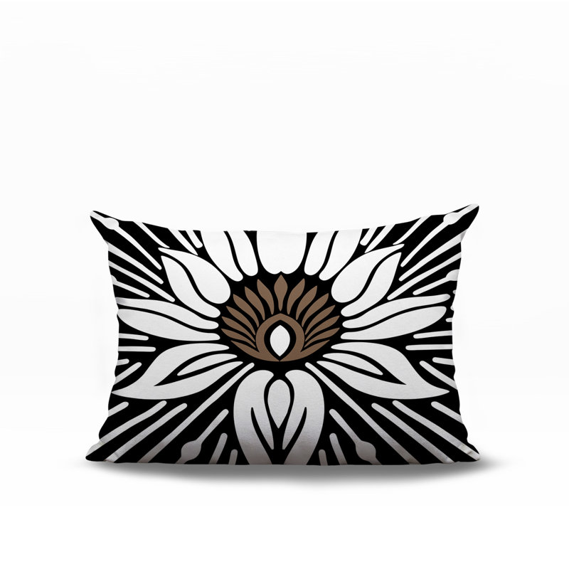 Oreiller rectangulaire réversible intérieur / extérieur Carla, Rectangle H 14 po x l 20 po, Noir