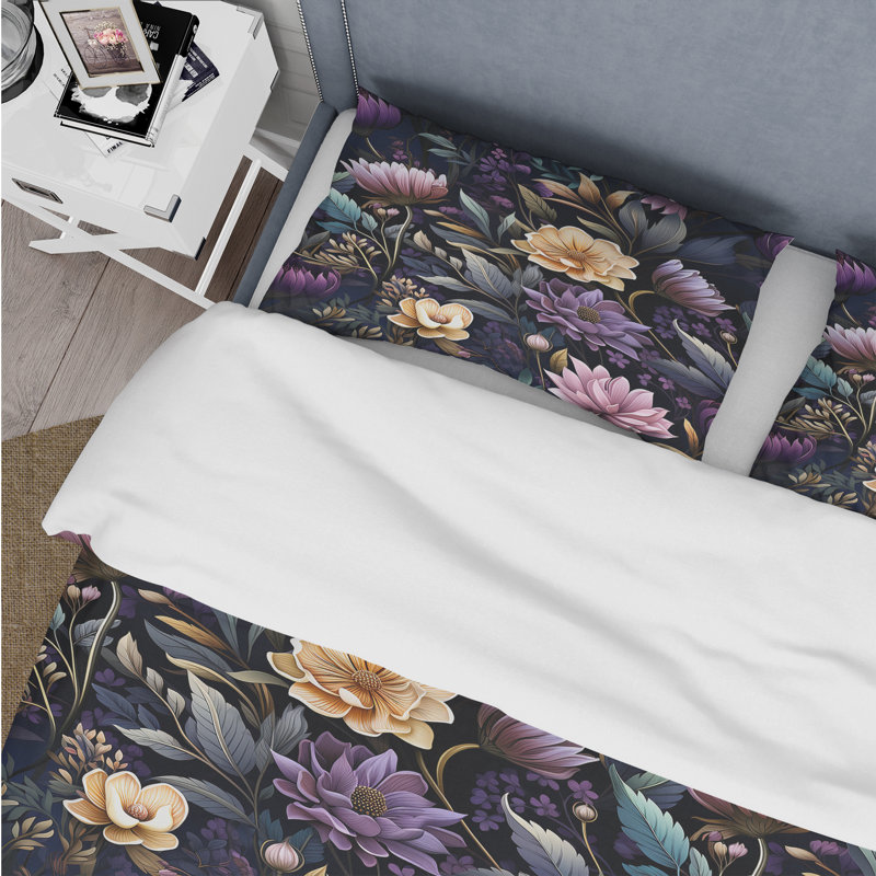 Ensemble de housse de couette floral en polyester microfibre Deep Emerald, Housse de couette pour très grand lit et 2 très