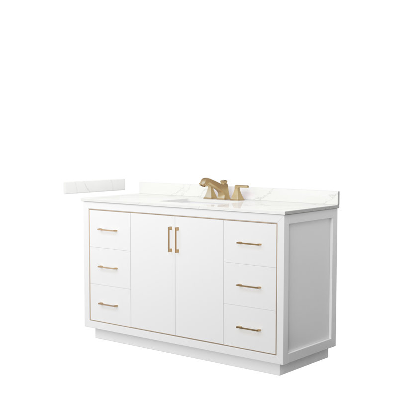 60'' W Single Vanity, Dark Blue, Brushed Nickel, Giotto Quartz