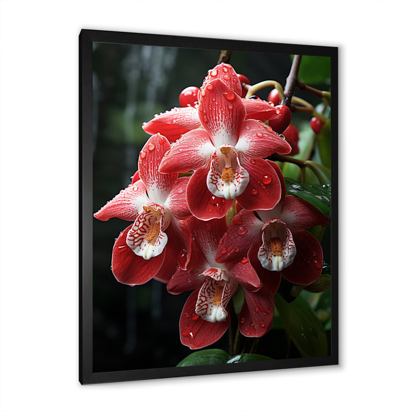 Orchidées tranquilles roses et blanches II - Orchidées murales, Cadre photo noir, H 32 po x l 16 po x P 1 po