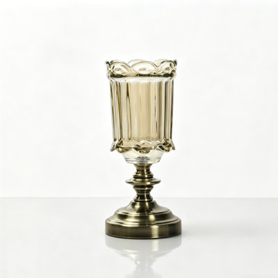 Amber Glass Vase - Luxury European Style Decorative Flower Vase for Home Table Centerpiece, Elegant Vintage-Inspired Living Room & Dining Room Ornament