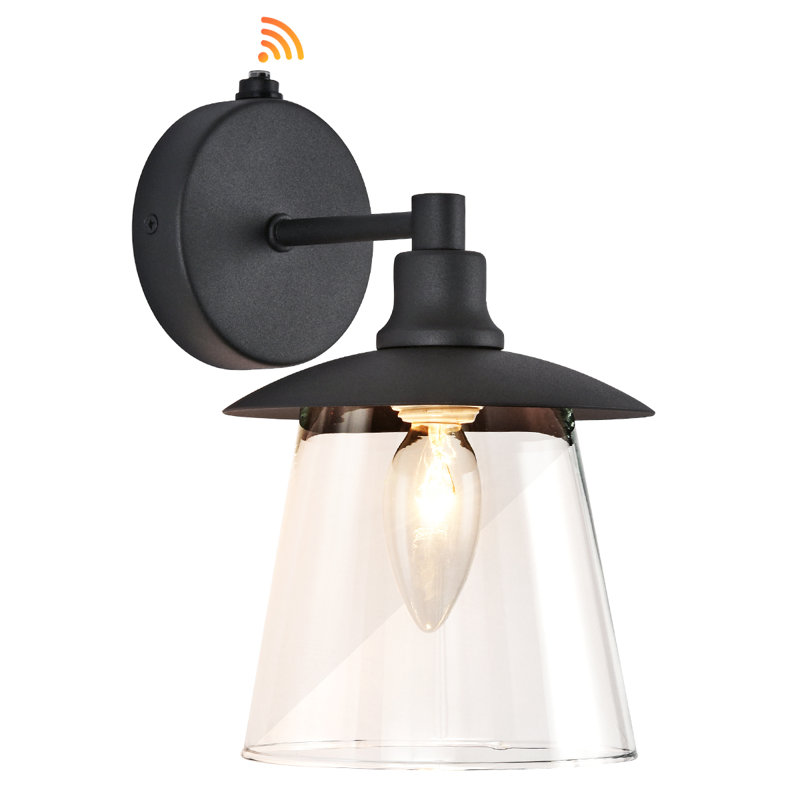Seerat Matte Black 20cm H Outdoor Barn Light with Dusk to Dawn