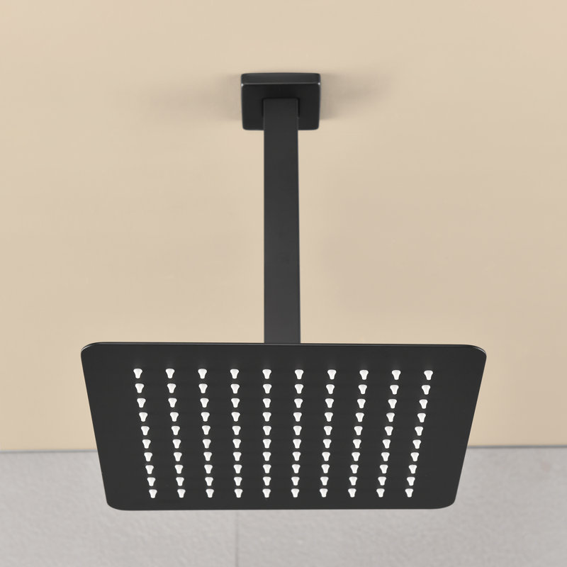 1-Spray Patterns With 2.5 GPM 9.84 In. Ceiling Mount Fixed Shower Head With Shower Arm In Matte Black
