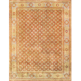 Mamluk Hand Knotted Wool Geometric Area Rug in Rust