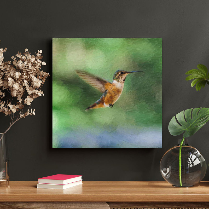 «A Brown Hummingbird Flying», reproduction d'art graphique sur toile tendue, H 32 po x l 32 po