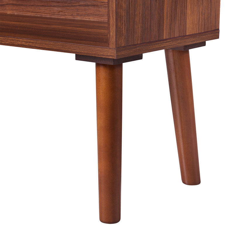 58"H x28"W Bayamo Modern Walnut Wooden Open Bookcase with Marble-Look Shelf Storage Cabinet