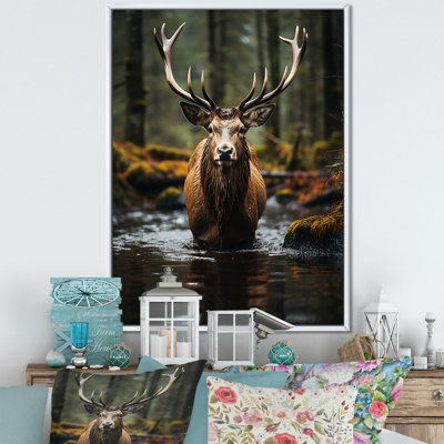 Yer " Brown Green Moose Portrait Vibrant "