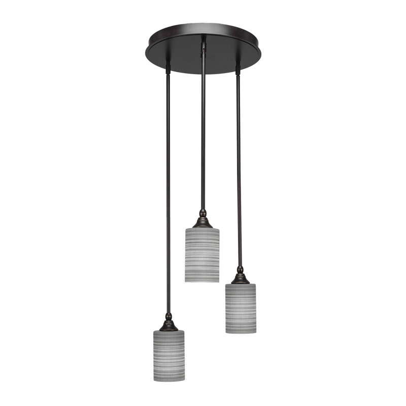 Luminaire suspendu suspendu à 3 lumières Shamar, H 11,25 po x l 18 po x P 18 po, Matrice grise, Granit foncé
