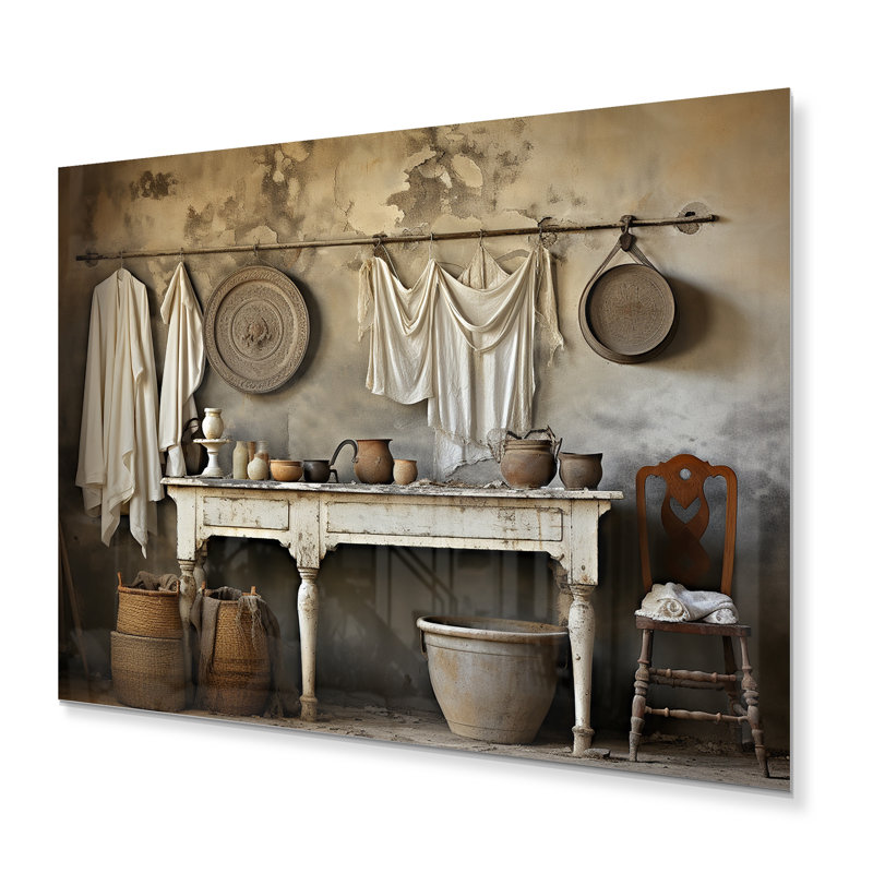 Farmhouse Laundry Charm I - Bath & Laundry, estampes murales en métal, H 24 po x l 32 po x P 1 po