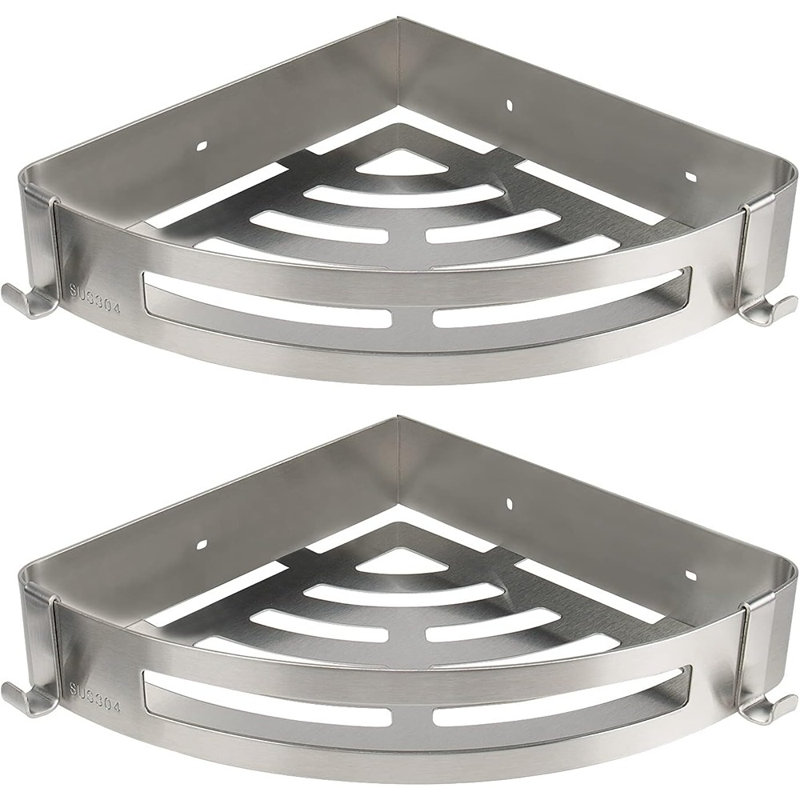 Serviteur de douche Nearmoon - nickel brossé - ensemble de 2, organisateur de coin sans perceuse en acier inoxydable 304 avec 2 crochets
