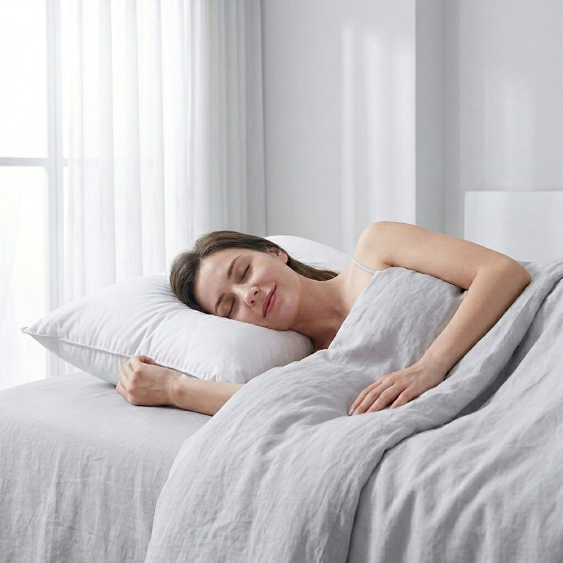 Luxury High-End Queen Size Goose Down Pillow With Cotton Cover, Queen, Individual