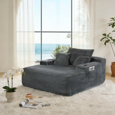 Méridienne convertible sans os avec accoudoirs larges, confort moelleux et aucun assemblage requis