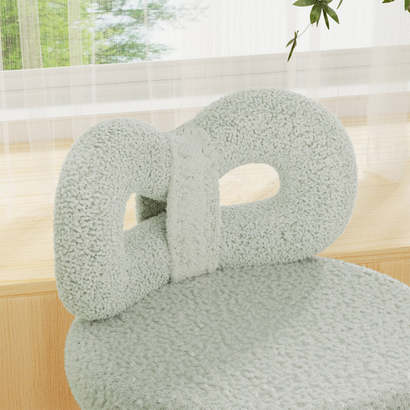 Vanity Chair With Back 17.7 Wide, White, Light Gray