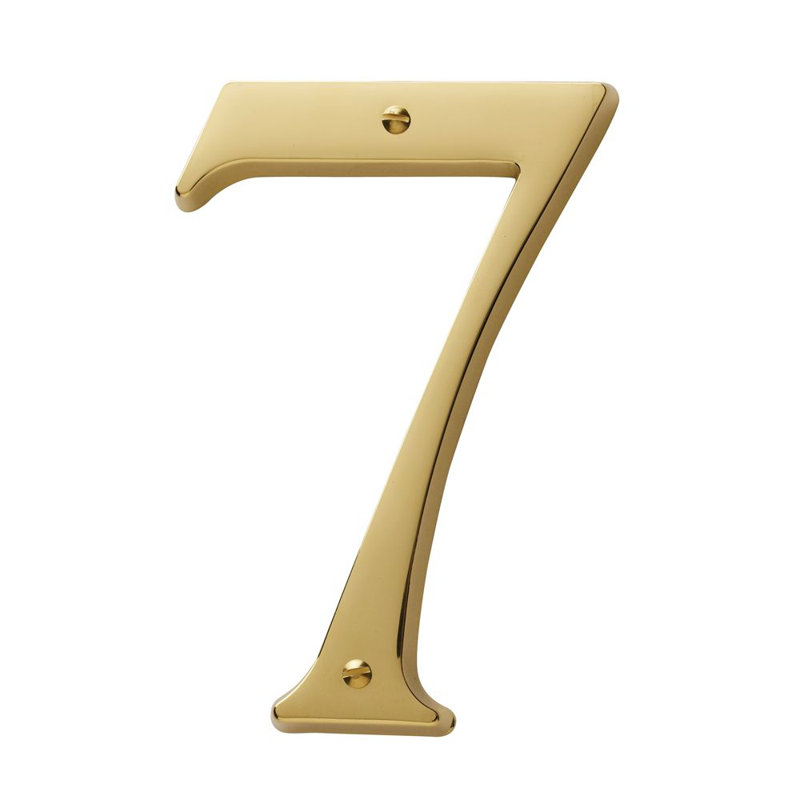 4.75" H Brass House Number, 7, Lifetime Brass
