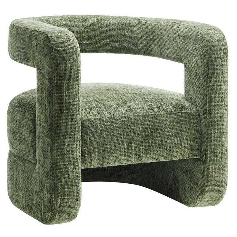 Jaylin Upholstered Chenille Accent Chair In Basil, Basil Fabric