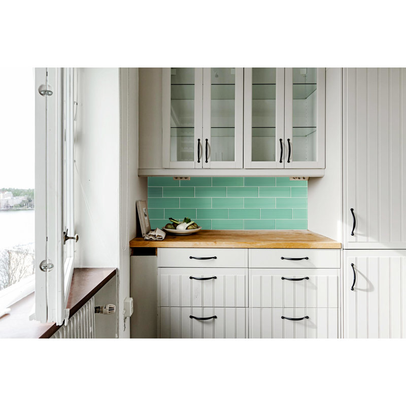 Carrelage en verre peint à la main de qualité supérieure 4 po x 12 po, Menthe