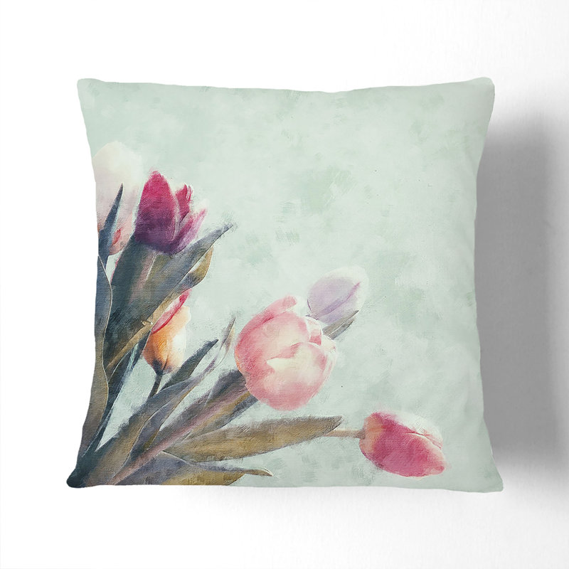Bunch of Pink Tulips Cushion with Filling, 40cm H x 40cm W x 15cm D