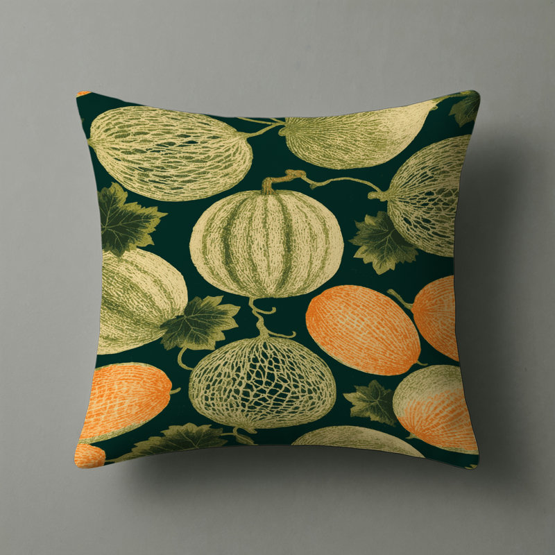 Indoor and Outdoor Throw Pillow, Square 16", Charentais Melon