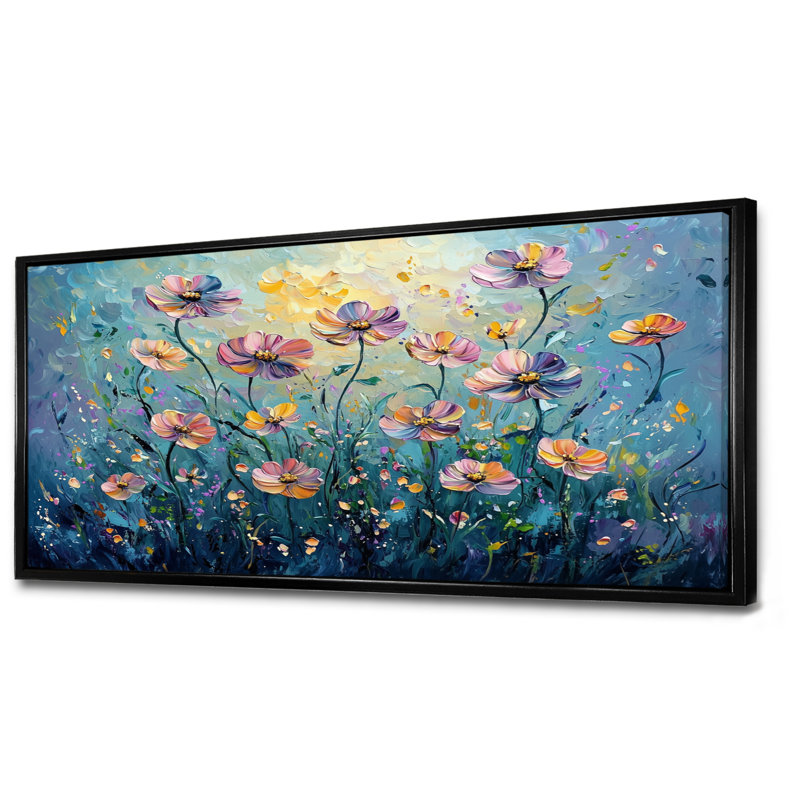 Kavanaugh - Floral Wall Art, H 28 po x l 60 po, Impression encadrée flottante, Noir, noir, noir, noir