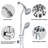 7-Setting Drill-Free Stainless Steel Slide Bar Combo - Dual Shower Head Spa System (Rough-in Valve)-112346258