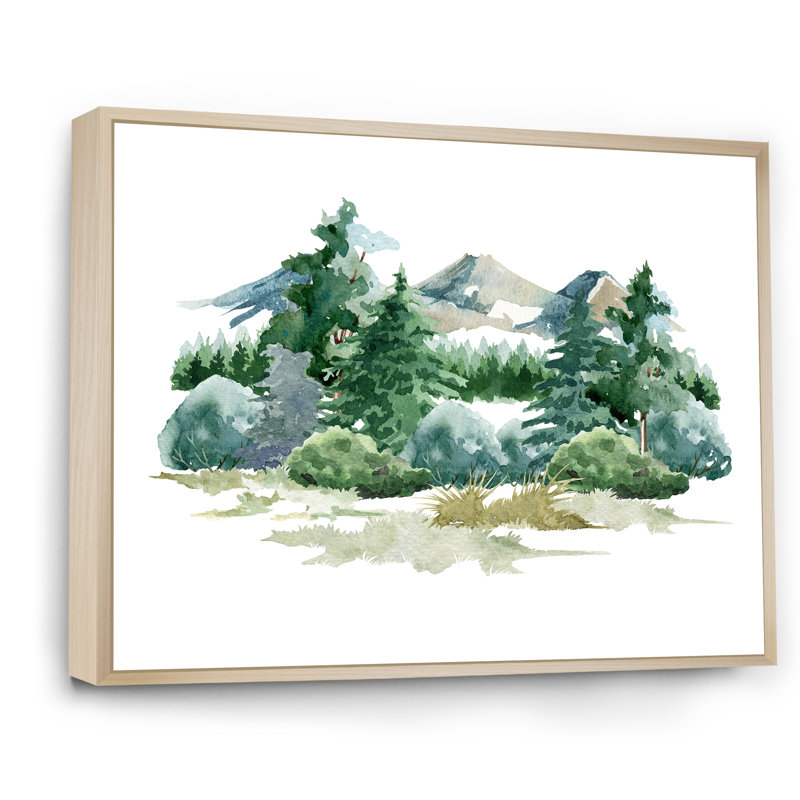 Scène de forêt naturelle avec clairière de brousse et herbe - peinture sur toile, H 12 po x l 20 po x P 1 po