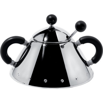 Sugar Bowl with Black Handle and Spoon